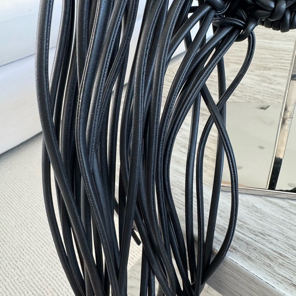 Yuzefi Mini Woven Black Basket Fringe Bag NWT - Picture 5 of 12